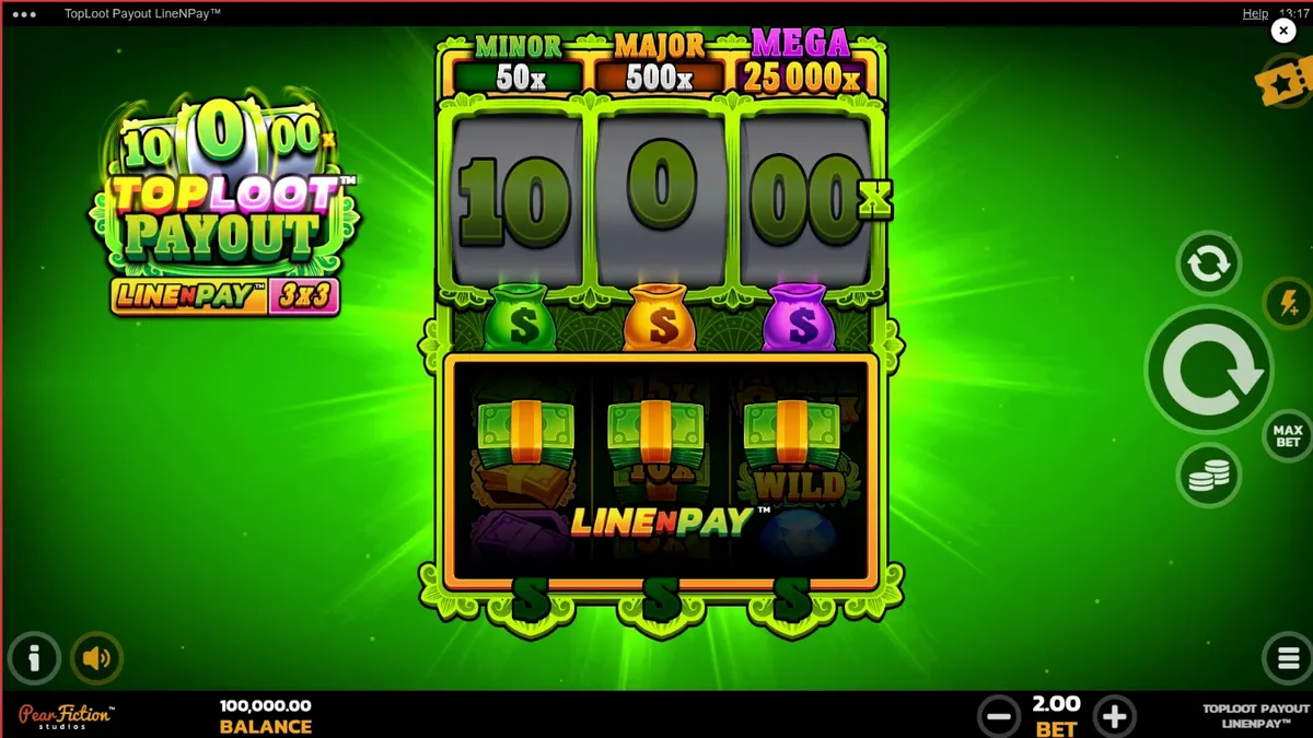 TopLoot Payout LineNPay slot game interface featuring golden treasure theme