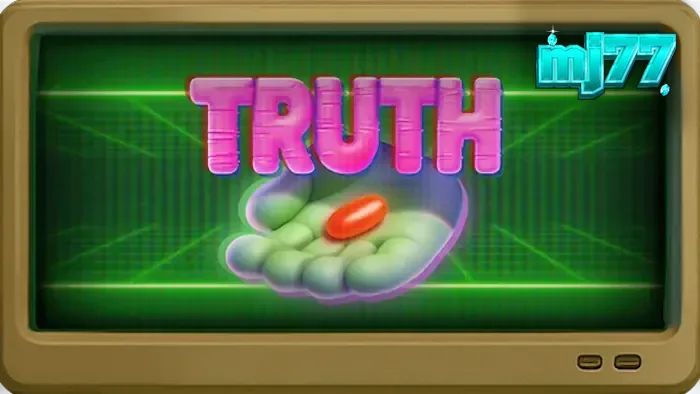 Truth سلاٹ گیم کا ایک منظر جس میں سازشی تھیم اور پراسرار علامتیں دکھائی گئی ہیں۔